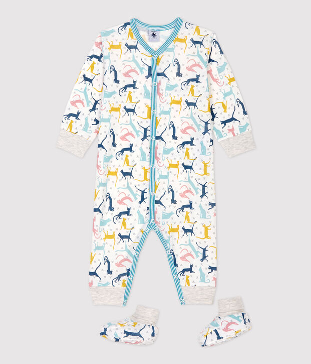 Conjunto de noche de gatitos de beb&eacute; de algod&oacute;n y lyocell blanco/multicolor